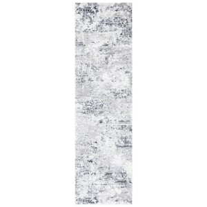 Amelia Gray/Ivory 2 ft. x 12 ft. Distressed Abstract Runner Rug