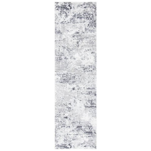 Amelia 700 2 ft. x 18 ft. Gray/Ivory Abstract Runner Rug