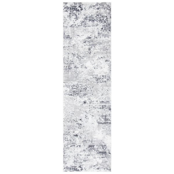 SAFAVIEH Amelia Gray/Ivory 2 ft. x 8 ft. Distressed Abstract Runner Rug