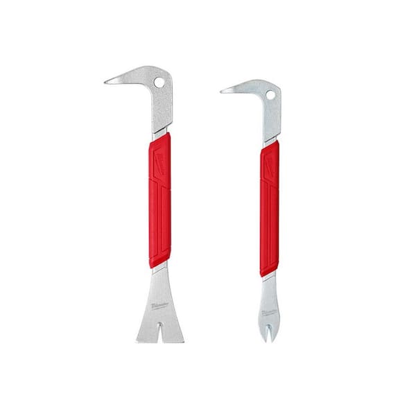 Milwaukee 10 in. Molding Puller Pry Bar with 12 in. Nail Puller with Dimpler (2-Piece)