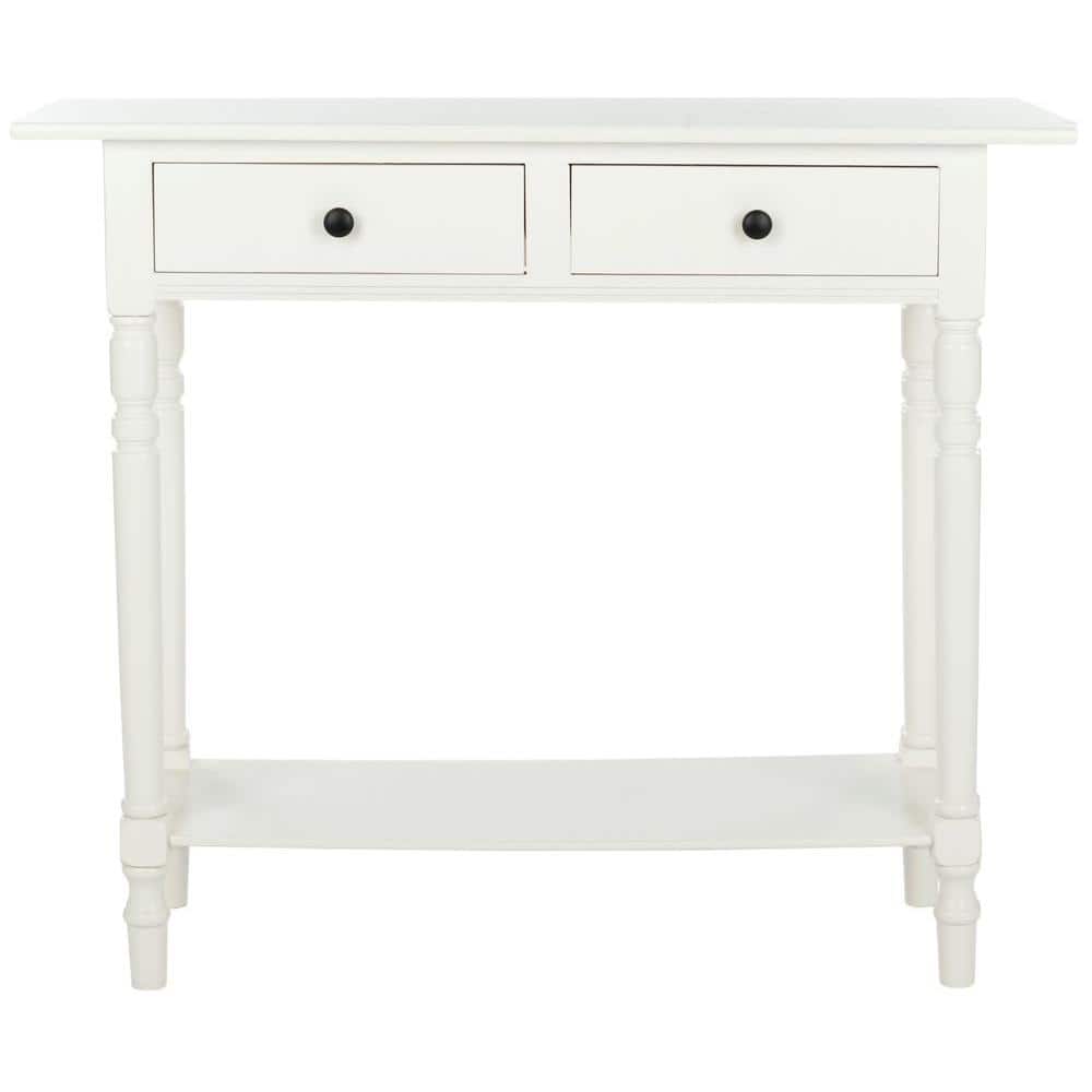 Transitional White Wood 2-Drawer Rectangular Console Table