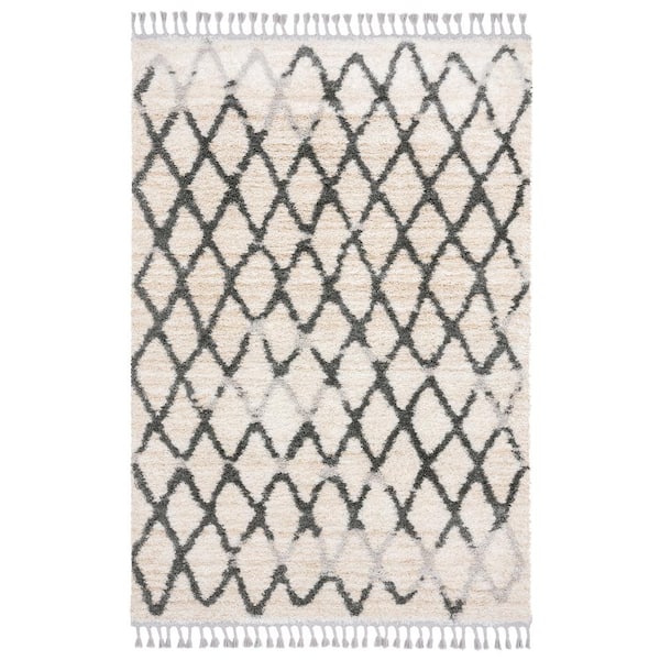 Abani Boston Ivory 5.3 ft. x 7.6 ft. Abstract Polyester Area Rug