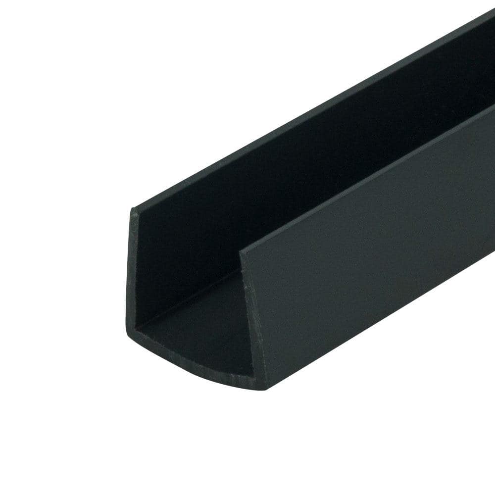 3/4 in. D x 3/4 in. W x 72 in. L Black Styrene Plastic U-Channel Moulding F