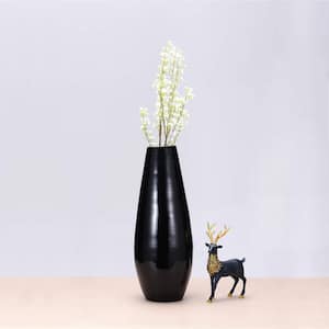 22 in. Black Decorative Handcrafted Bamboo Tear Drop Floor Vase