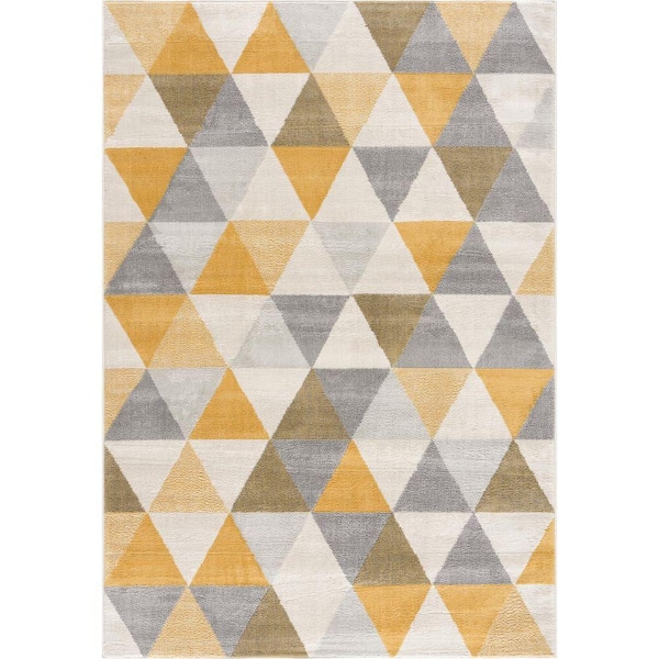 Savannah Collection - Modern Geometric Area Rug (5x8 feet) Abstract - 5'3" x 7'7", Yellow