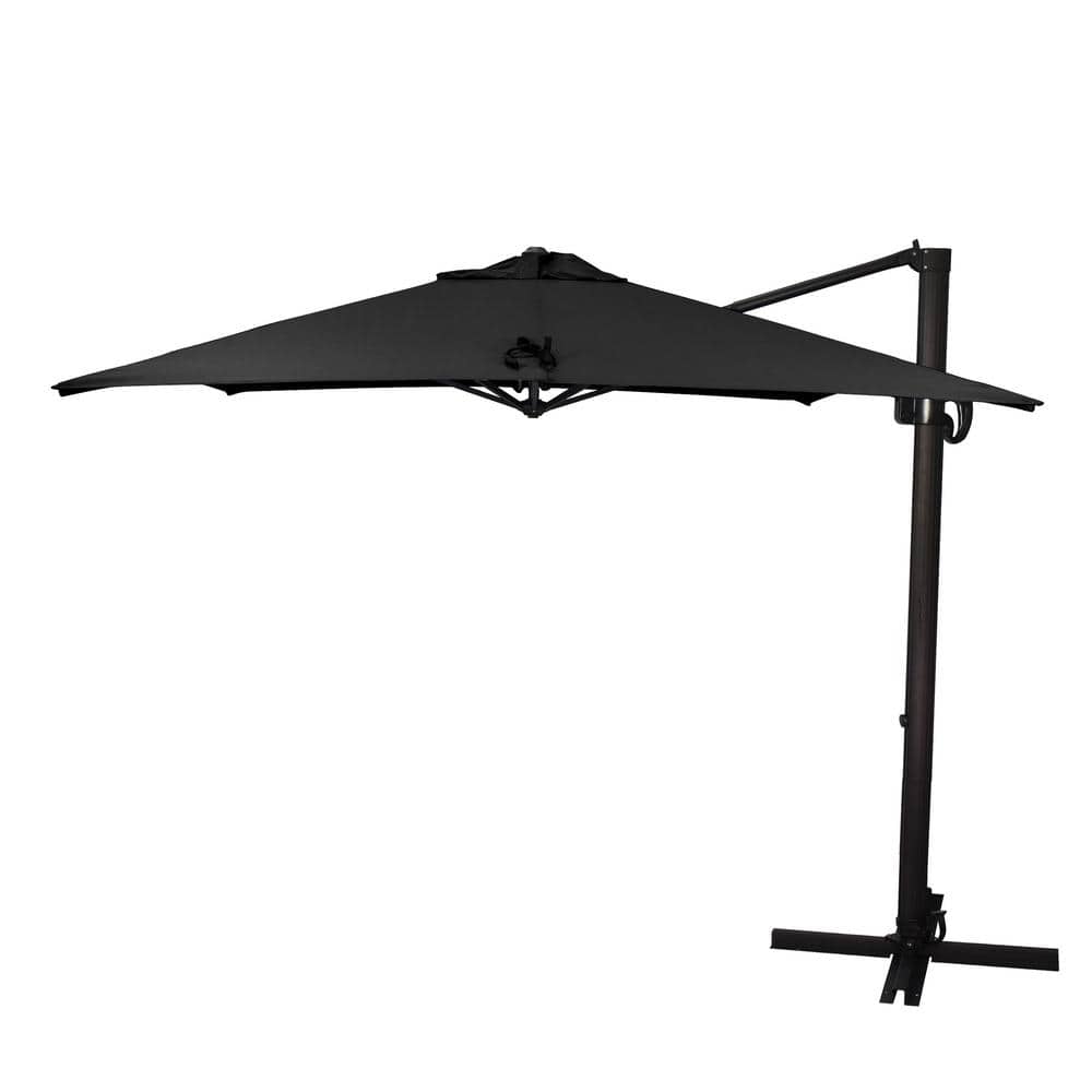 California Umbrella 8.5 ft. Bronze Aluminum Square Cantilever Patio Umbrella with Crank Open Tilt Protective Cover in Black Sunbrella -  848363037826