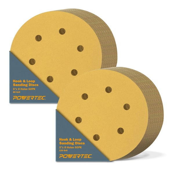 5 in. 80/120 Grit 8-Hole Hook and Loop Sanding Discs Assortment (100-Pack)