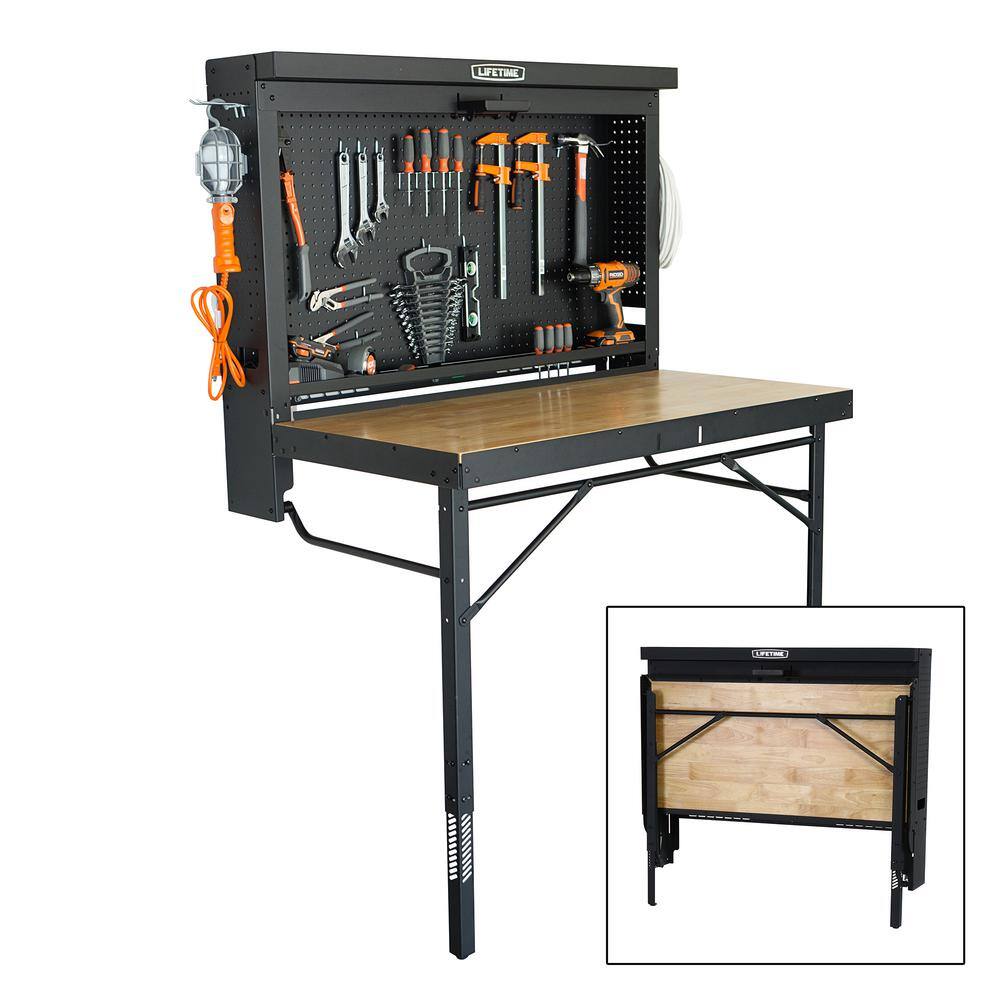 Lifetime Adjustable Height Steel and Wood Folding Work Table