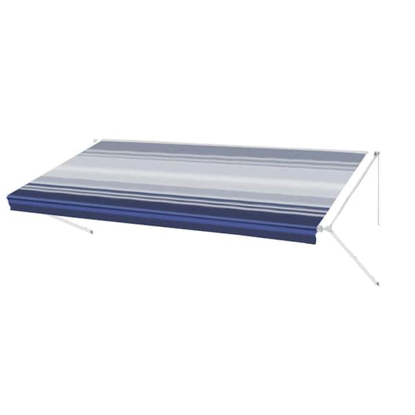Aleko 15 Ft Rv Retractable Awning 96 In Projection In Blue Stripe