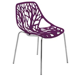 Asbury Modern Stackable Dining Chair With Chromed Metal Legs in Purple