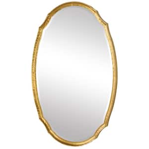 24 in. W x 36 in. H Wooden Frame Gold Wall Mirror