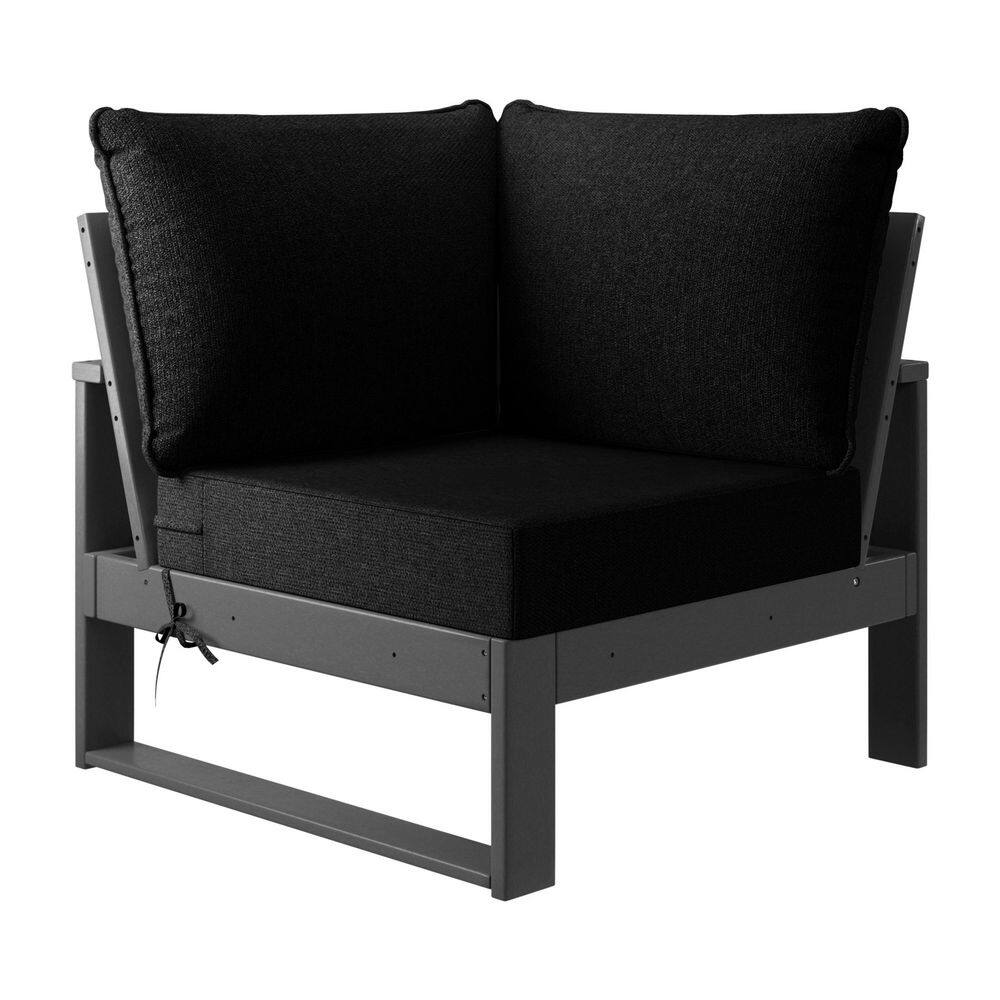 Endless Outdoor Patio Deep Seating Corner Chair with Gray Plastic Frame and Black Side Tie Cushions price history on PriceWatchPro