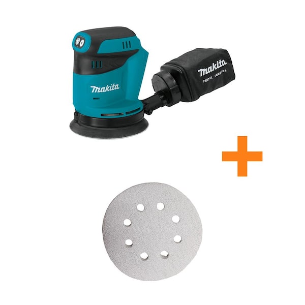 Makita 18V LXT Li-Ion Cordless 5 in. Random Orbit Sander (Tool-Only) with 5 in. 120-Grit Round Abrasive Disc (5-Pack)