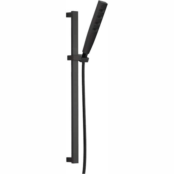 Delta 4-Spray Patterns 1.75 GPM 1.43 in. Wall Mount Handheld Shower Head with H2Okinetic in Matte Black