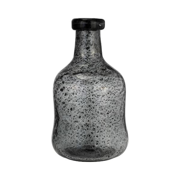Liv & Skye 11 in. Gray Glass Bud Irregular Shape Decorative Vase