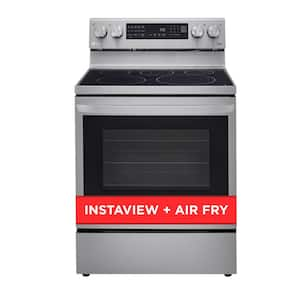 6.3 cu. ft. Smart True Convection InstaView Electric Range Single Oven with Air Fry in Printproof Stainless Steel