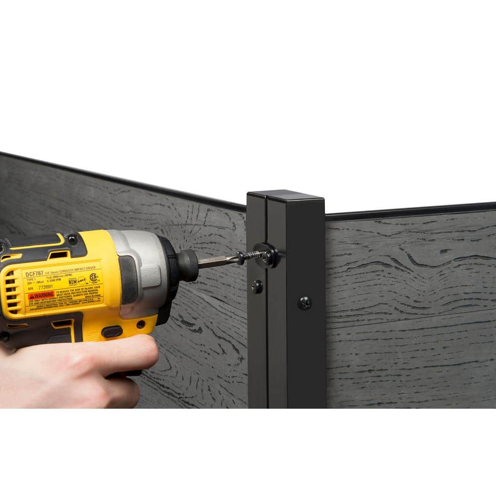 Charcoal No Dig Vinyl Privacy Screen with WoodTek Finish