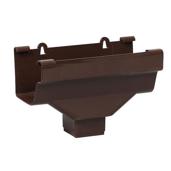 Amerimax Home Products 5 in. Brown Vinyl K-Style Gutter End with 2 in. x 3 in. Drop Outlet