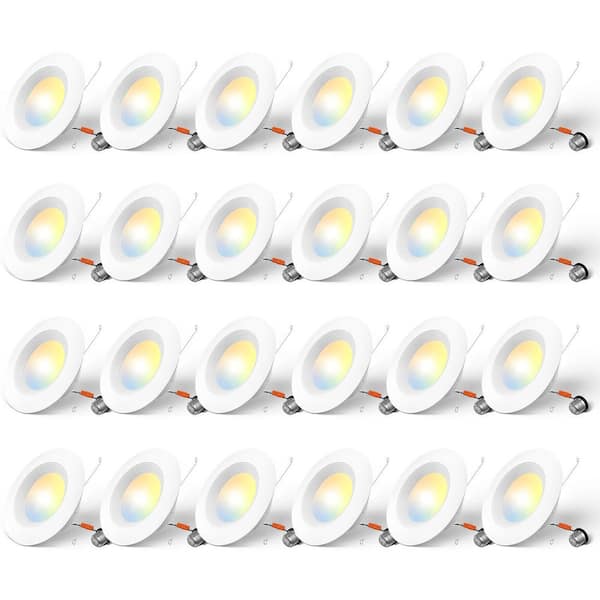 6 in. 12.5-Watt 950 Lumens LED Recessed Lighting 2700K-6000K 5CCT Selectable Retrofit can Lights w/ Baffle Trim 24-Packs