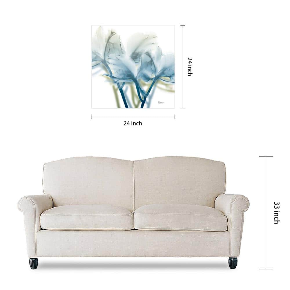 Blue Floral X-Ray Tempered Glass Wall Art, 24" x 24"