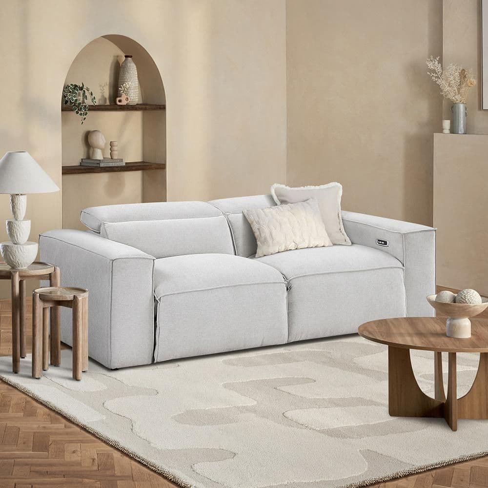Lazzara Dominic 90 in. W Light Gray Microfiber 2-Seater Power