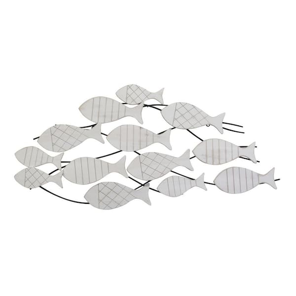 HomeRoots Distressed Fish in Motion Metal Wall Sculpture