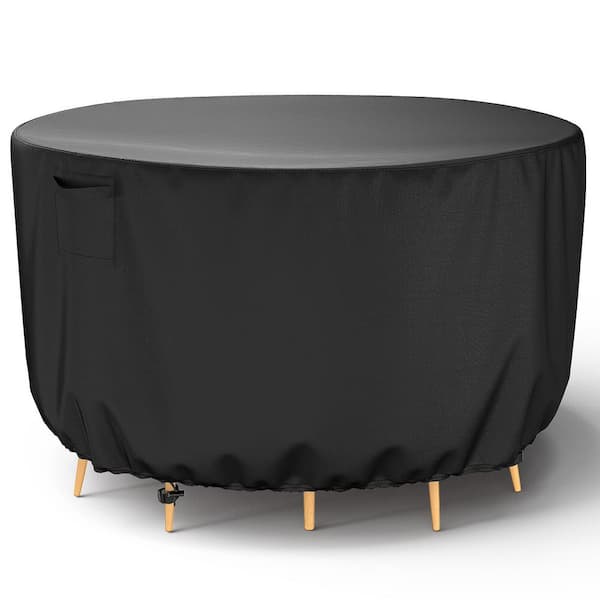 Heavy Duty Waterproof Black Round Table and Chair Set Cover