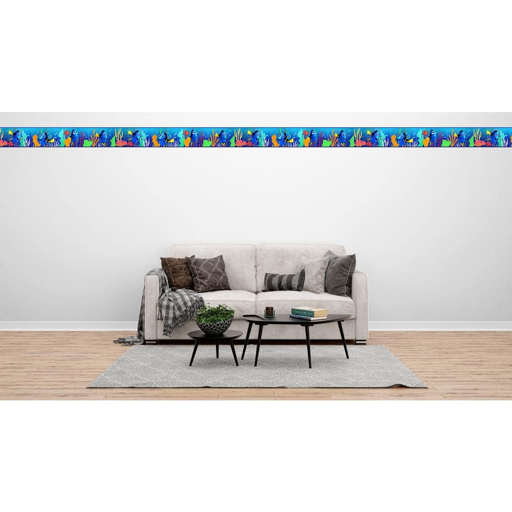 Sea World Blue Green Orange Vinyl Wallpaper Border