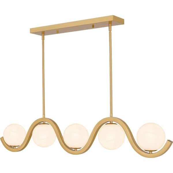 Spherical 5-Light Aged Brass Chandelier