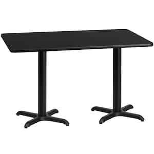 Classic Black Wood Double Pedestal Dining Table with Seats 6