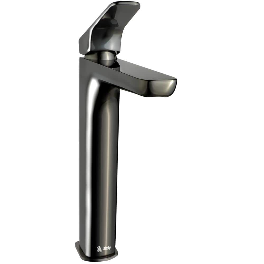 Brushed Gun Black High-Arc Single Handle Bathroom Faucet
