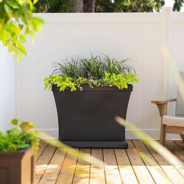 Bordeaux 40 in. Black Polyethylene Trough Planter