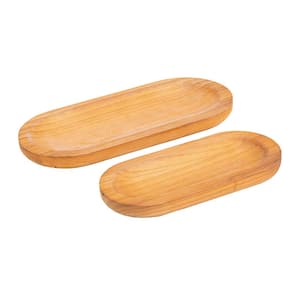 Rustic Ottoman Wooden Platter Oval Tray (Set of 2)
