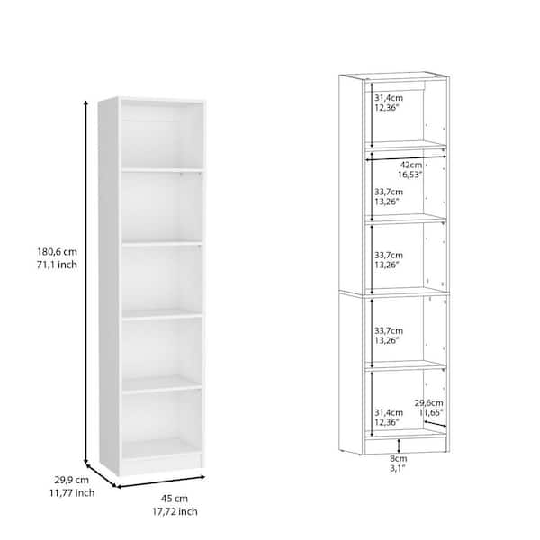 11 in. W x 17 in. D x 71 in. H White Bathroom Linen Cabinet, 5