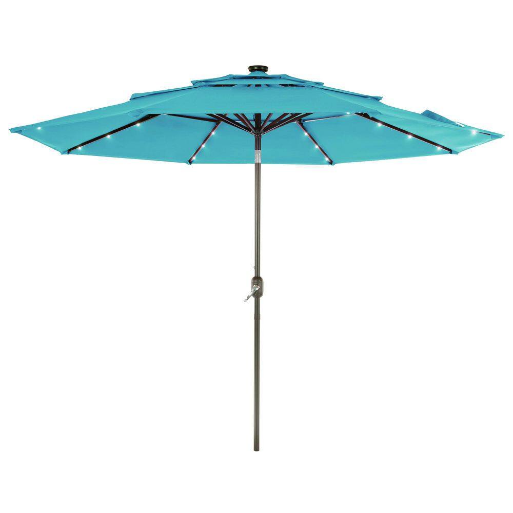 10 ft. LED 3-layer Patio Umbrella with UV Protection, Easy Tilt, and Wind-Resistant Features in Lake Blue price history on PriceWatchPro