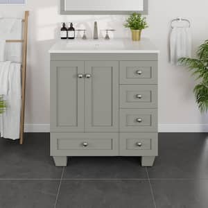 Acclaim 30 in. W x 22 in. D x 34 in. H Single Sink Transitional Bath Vanity in Gray with White Carrara Quartz Top