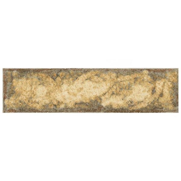 Merola Tile Gaudi React Brick Gold 2 in. x 10 in. Porcelain Floor and Wall Take Home Tile Sample