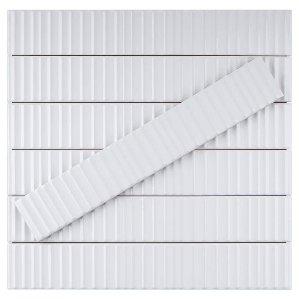 Nova White Glossy Ceramic Subway Wall Tile, 2x12