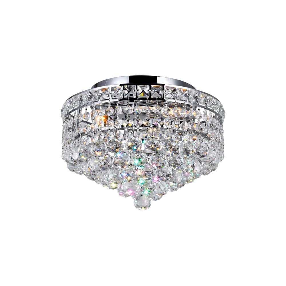 Luminous 12-Inch Chrome Crystal Globe Flush Mount Light