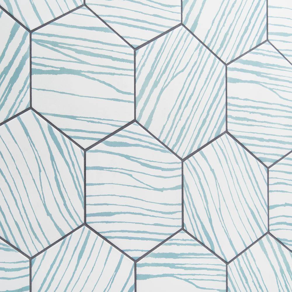 GeoHex Zen 9" Multicolor Matte Porcelain Hexagon Tile