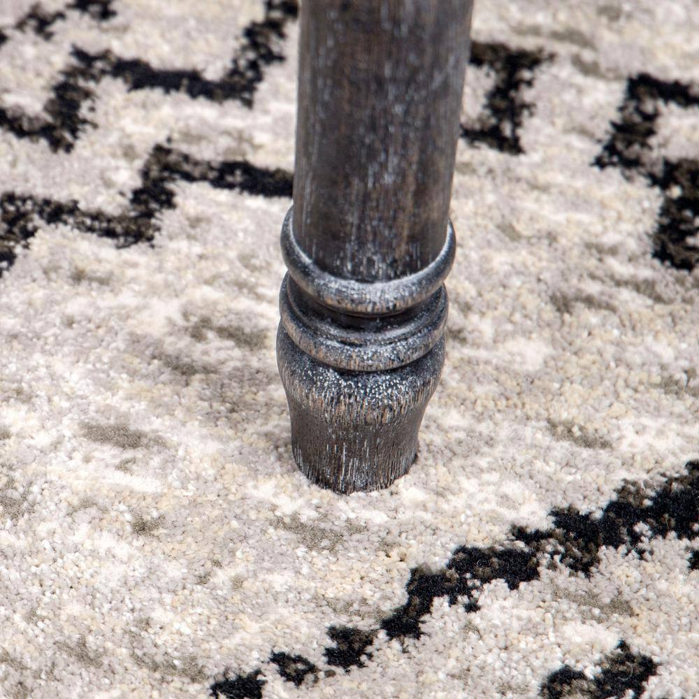 Gray and Black Rectangular Synthetic Southwestern Area Rug