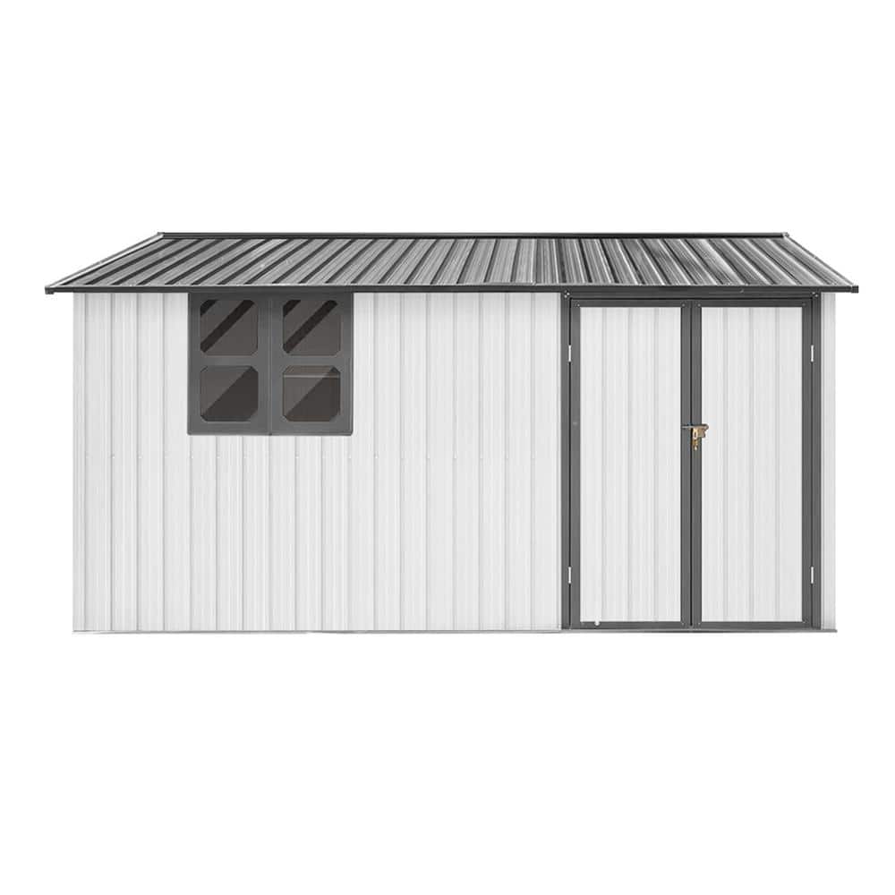 10 ft. x 12 ft. White Outdoor Metal Garden Storage Shed with Window for Gar
