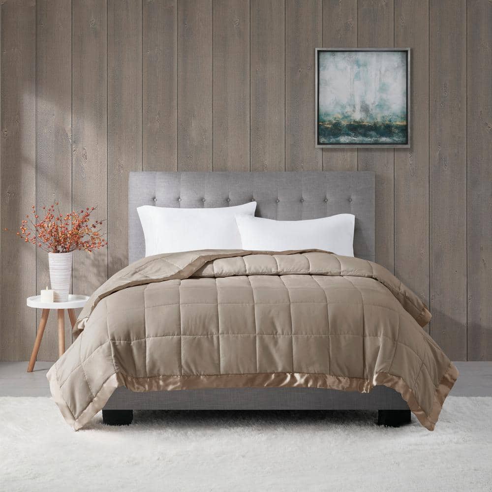 Full Mocha Down Alternative Blanket with Satin Trim