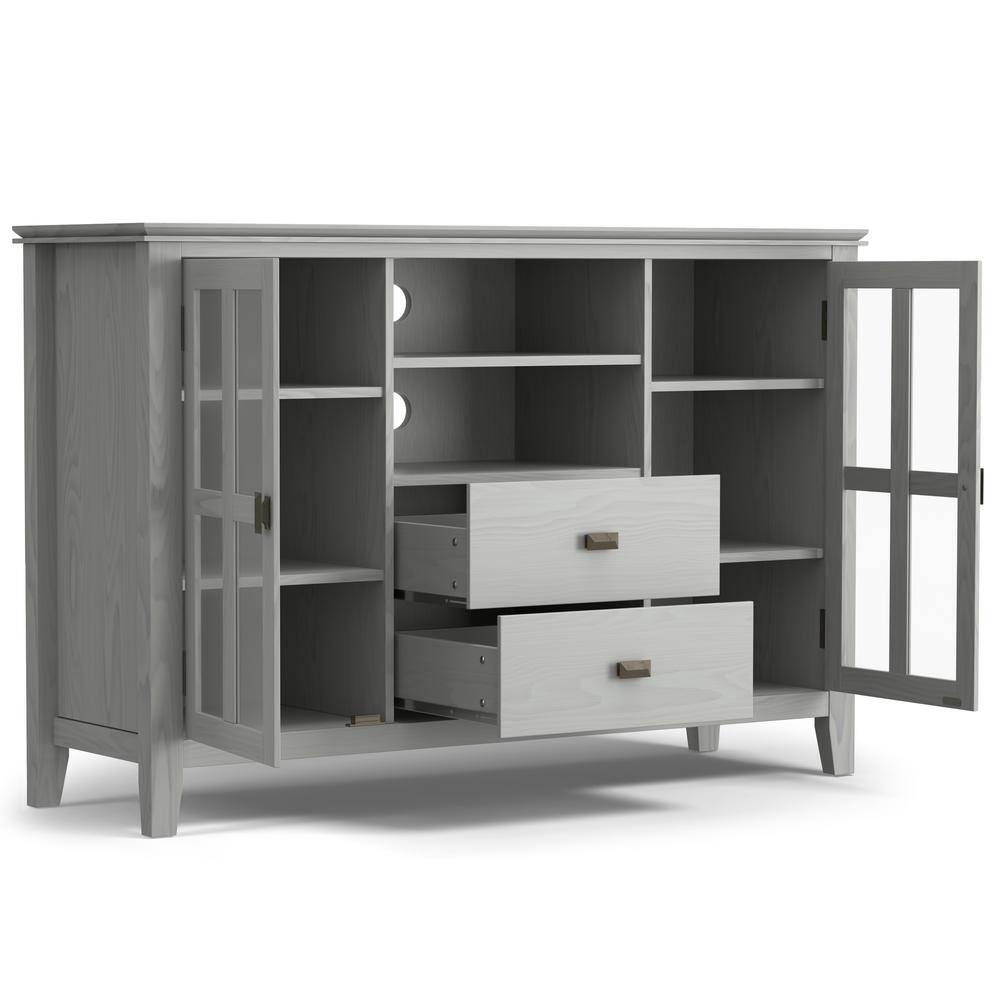 Artisan Fog Grey Solid Wood 53" Contemporary TV Media Stand