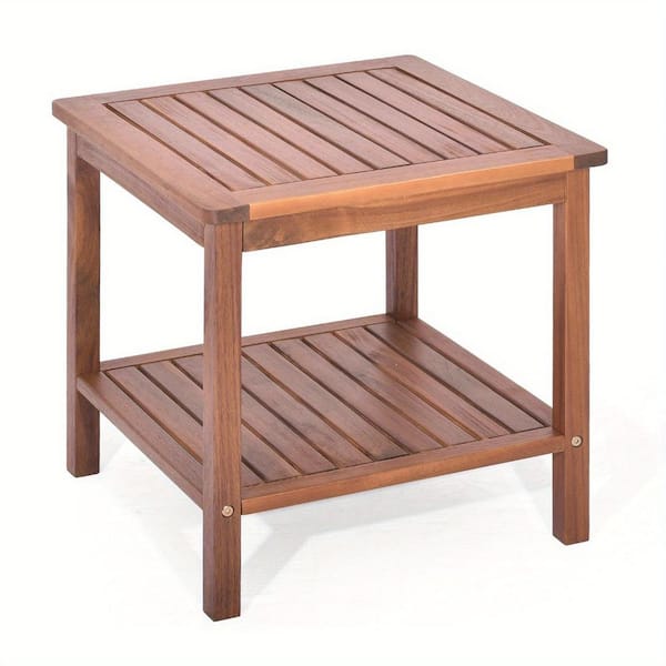 Cisvio Multi-Functional Courtyard Akashi Wood Side Table 2-Level Square Side Table Courtyard