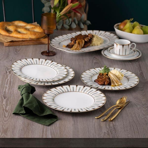 Empire Gold 10.50 in. (Gold) Porcelain Dinner Plates, (Set of 4)