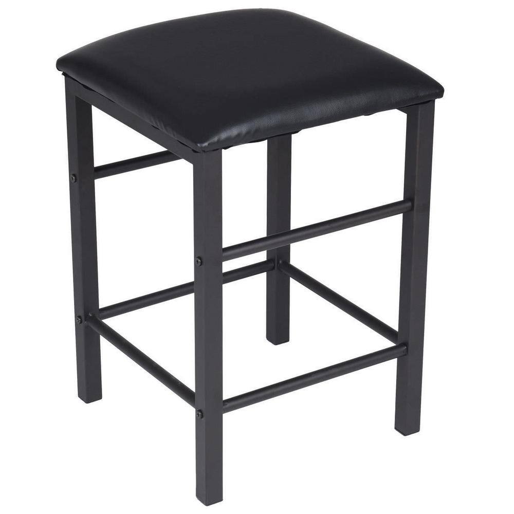Costway 3-Piece Dark Faux Marble Pub Table Set with Black Chairs