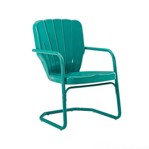 Crosley Ridgeland Turquoise Metal Outdoor Lounge Chair