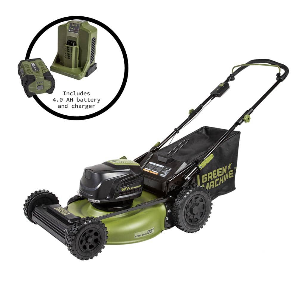 Reviews for Green Machine 62V Cordless 3-in-1 High Wheel Push Walk Behind  Mower, Brushless 22 In. Cutting Width with 4Ah Battery and Rapid Charger