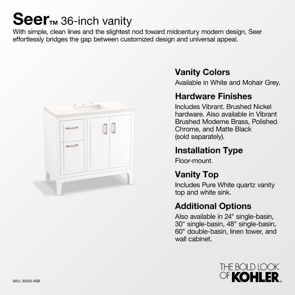 Seer 36-Inch Mohair Gray Bathroom Vanity with Quartz Top
